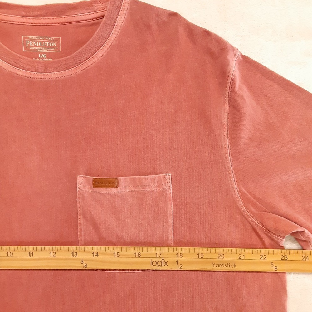 Pendleton Men's SS DESCHUTES Pocket Tee Large Brick Red Cowhide Leather Crew - Picture 6 of 8